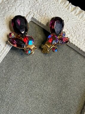 Beau Jewels Purple Rhinestone Crawler Earrings